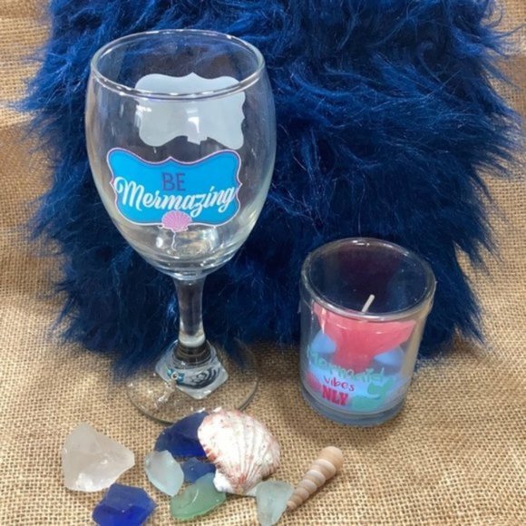 Mermaid You are Mermazing Wine Glass Candle - Picture 2 of 15
